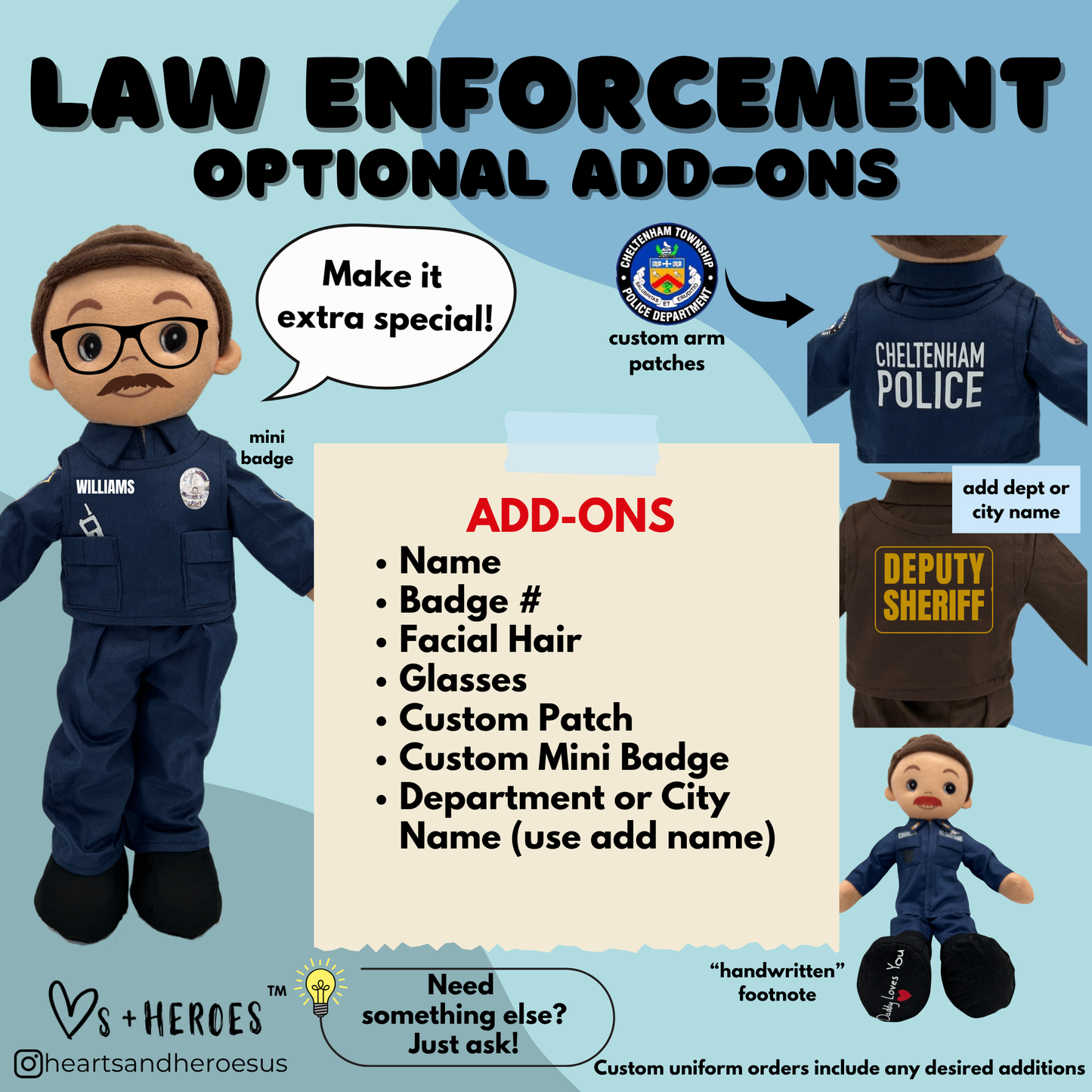 Police Officer Doll (Black Uniform) Law Enforcement Officer