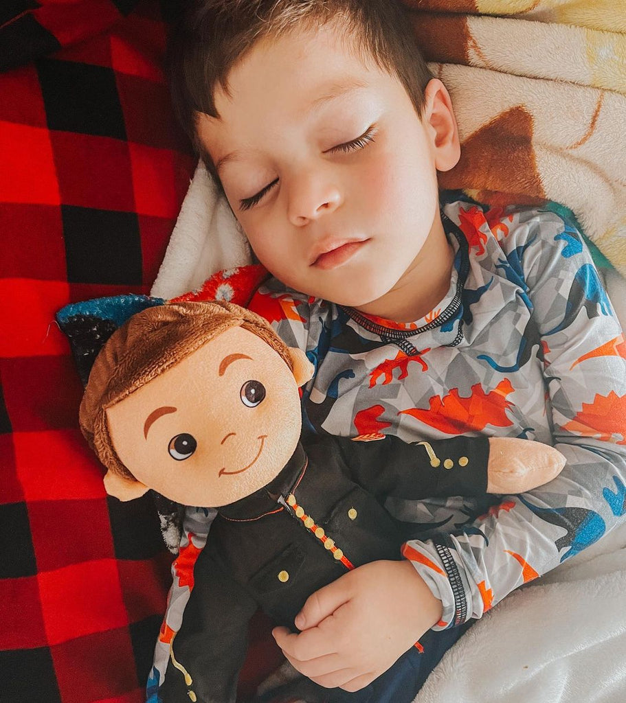 Boy and marine doll