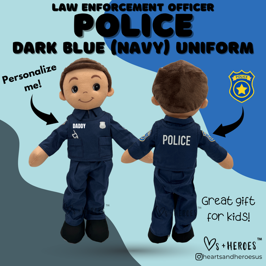 Police Officer Doll (Dark/Navy Blue Uniform) Law Enforcement Officer